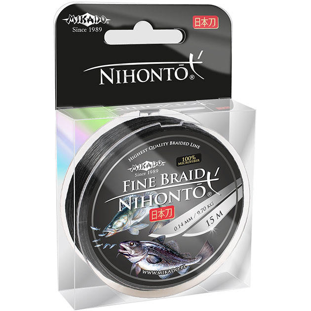 Плетеный шнур Mikado NIHONTO FINE BRAID 0,08 black (15 м) - 4.95 кг.