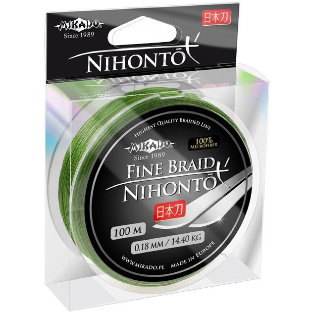 Плетеный шнур Mikado NIHONTO FINE BRAID 0,50 green (100 м) - 41,80 кг.