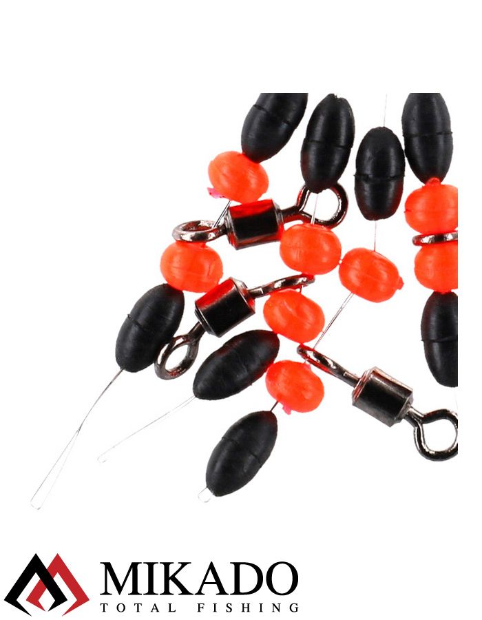 Вертлюжок Т-отразный с бусинами ( красные ) Mikado размер-M. (4 шт.)