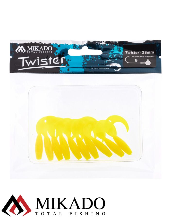 Твистер Mikado TWISTER 38 мм., 0.7 г., LEMON (10 шт.)