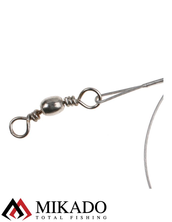 Поводок стальной Mikado X-Plode с вертлюжком и крючком 15/20/25 см., 10 кг., ZG11-012-60