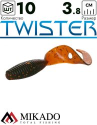 Твистер Mikado TWISTER 38 мм., 0.7 г., MOTOROIL GOLD (10 шт.)