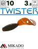 Твистер Mikado TWISTER 38 мм., 0.7 г., MOTOROIL GOLD (10 шт.)