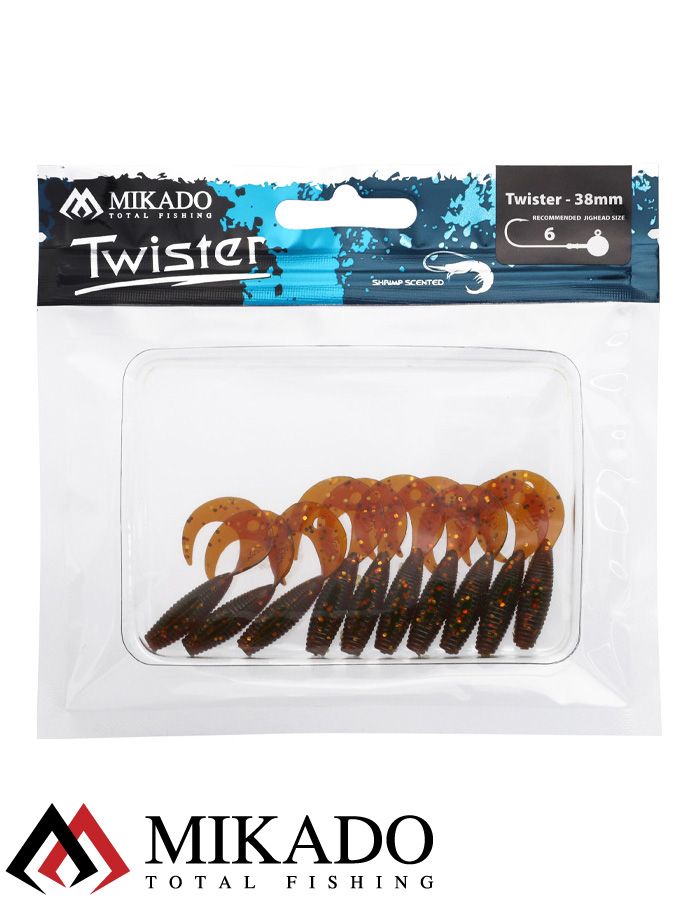 Твистер Mikado TWISTER 38 мм., 0.7 г., MOTOROIL GOLD (10 шт.)
