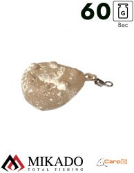 Грузило карповое Mikado с вертлюжком. плоское (песочный) 06S  60 г.
