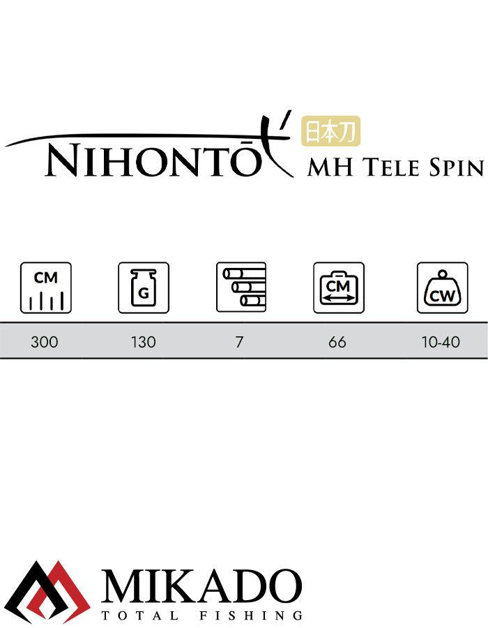 Спиннинг телескопический Mikado NIHONTO MH TELESPIN 300 (10-40 г.)