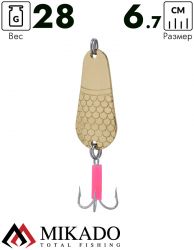 Блесна колеблющаяся Mikado GNOM №3, 28 г., 6.7 см., золото