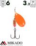 Блесна вращающаяся Mikado FOCUS №3, 6 г., серебро оранжевый (fluorescent), длина лепестка 32 мм.