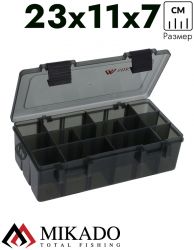Коробка рыболовная Mikado, с глубокими отделениями FOR BAITS DEEP WITH COMPARTMENTS (23x11x7см.)