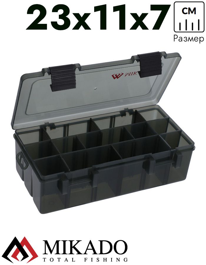 Коробка рыболовная Mikado, с глубокими отделениями FOR BAITS DEEP WITH COMPARTMENTS (23x11x7см.)