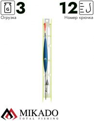 Оснастка для удочки Mikado 027 - 3.0 г. (леска 8 м., 0.16, поводок 0.14, крючок 12)