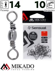 Вертлюжок бочонок Mikado № 14.  тест 10 кг. (12 шт.)