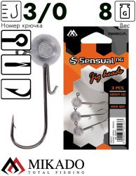Джиг-головка Mikado SENSUAL NG с фиксатором приманки 8 г., крючок №3/0 (3 шт.)