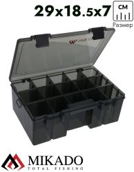 Коробка рыболовная Mikado, с глубокими отделениями FOR BAITS DEEP WITH COMPARTMENTS (29x18.5x7см.)