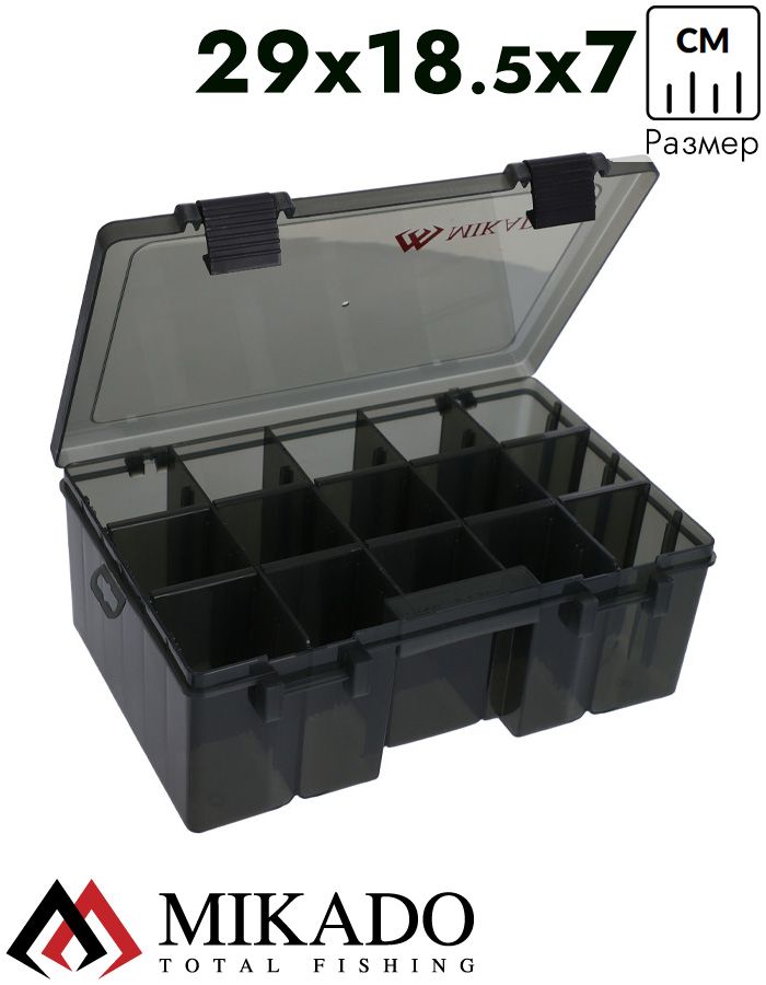 Коробка рыболовная Mikado, с глубокими отделениями FOR BAITS DEEP WITH COMPARTMENTS (29x18.5x7см.)