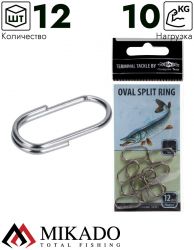 Кольцо заводное Mikado овальное NI № 10 тест 10 кг. (12 шт.)