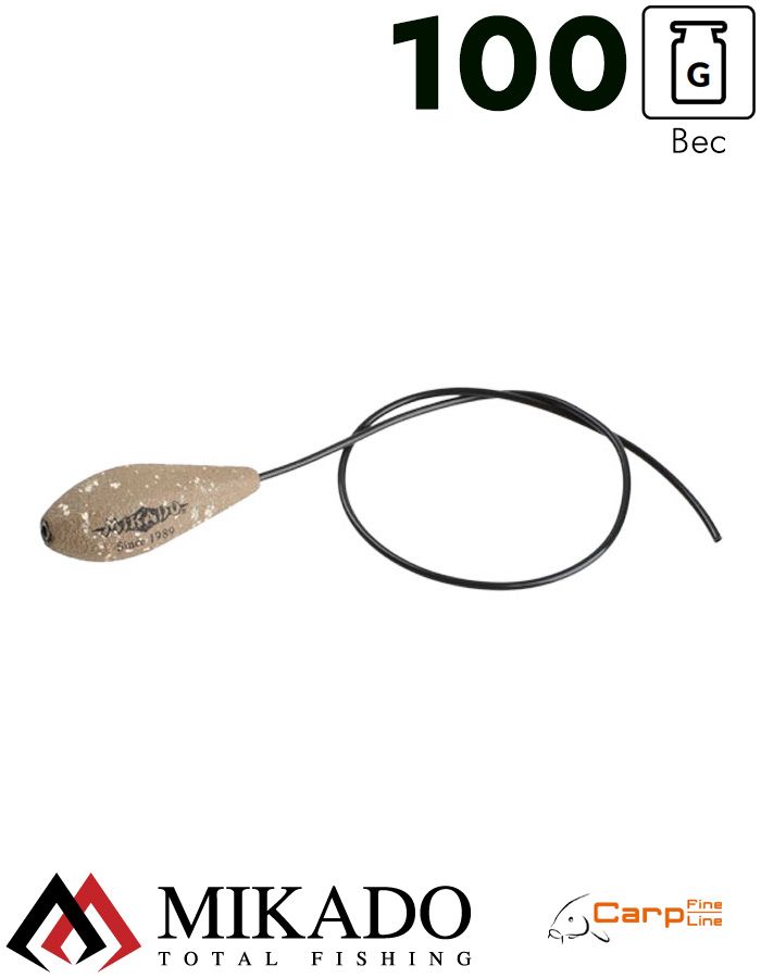 Грузило карповое Mikado скользящее с антизакр. отцентрованное (песочный) 10S  100 г.
