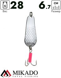 Блесна колеблющаяся Mikado GNOM №3, 28 г., 6.7 см., серебро