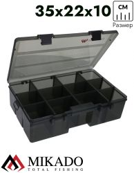 Коробка рыболовная Mikado, с глубокими отделениями FOR BAITS DEEP WITH COMPARTMENTS (35x22x10см.)