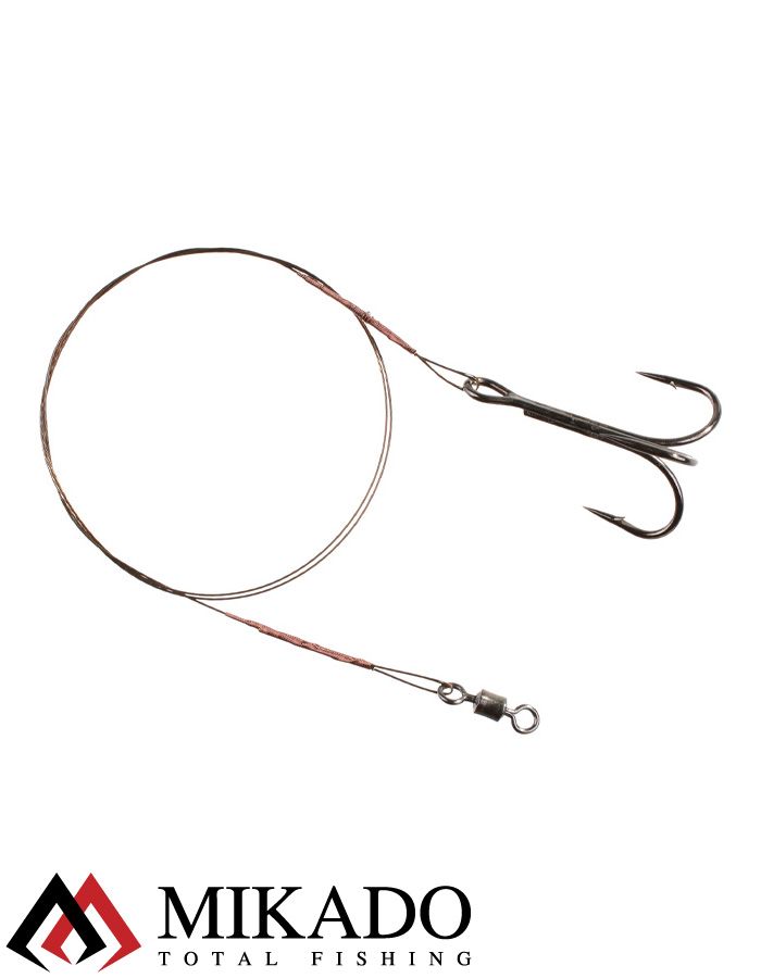 Поводок стальной Mikado X-Plode с вертлюжком и крючком 40 см., 10 кг. ( 2 шт.), ZG11-016