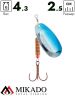 Блесна вращающаяся Mikado BLASTER №2, 4.3 г., серебро 00 HOLO, длина лепестка 25 мм.