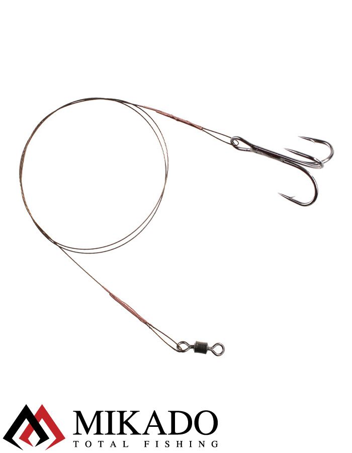 Поводок стальной Mikado X-Plode с вертлюжком и крючком 40 см., 10 кг. ( 2 шт.), ZG11-017