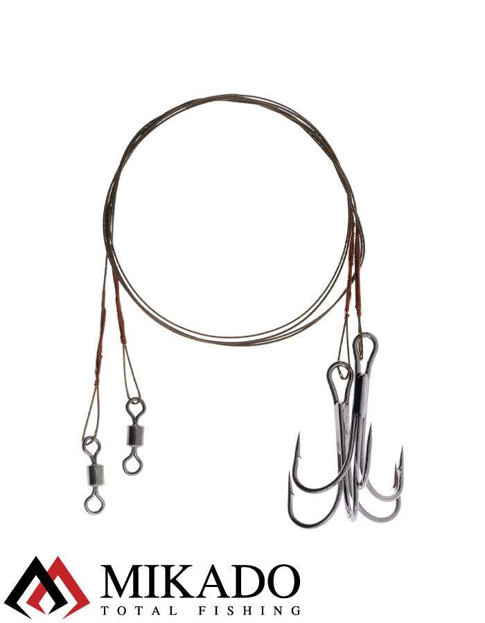 Поводок стальной Mikado X-Plode с вертлюжком и крючком 40 см., 10 кг. ( 2 шт.), ZG11-017