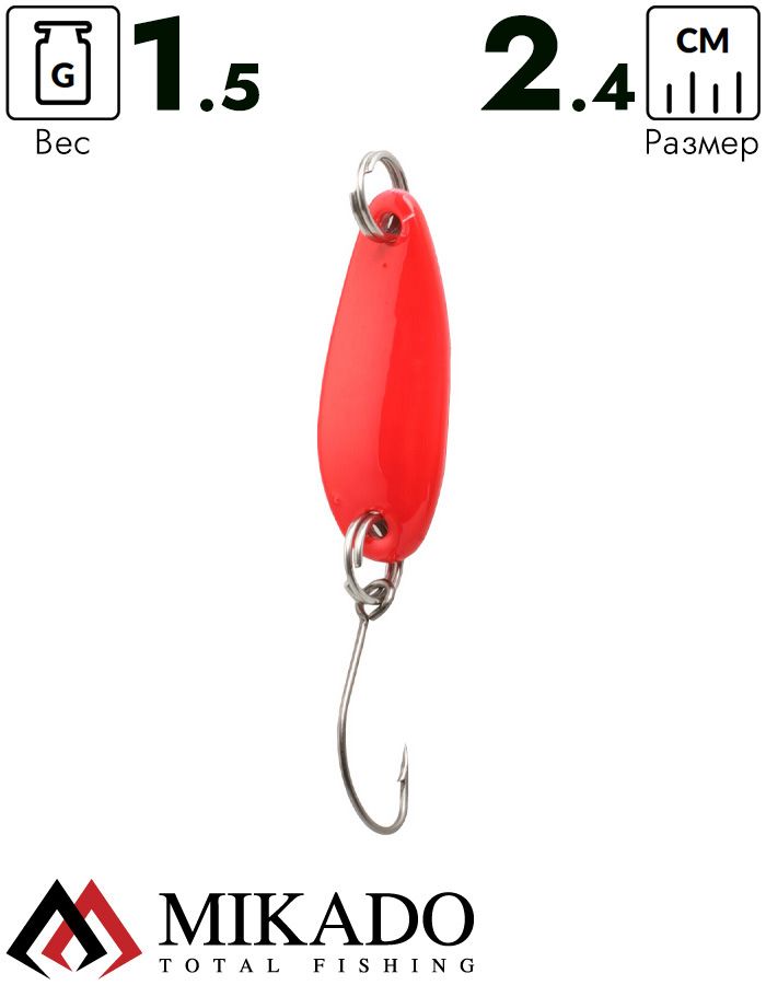 Блесна колеблющаяся Mikado MINI 1.5 г., 2.4 см., красный-серебро
