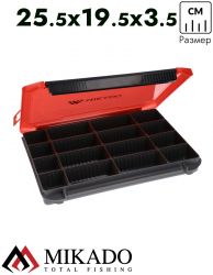 Коробка рыболовная Mikado, с красной крышкой (25,5 x 19,5 x 3,5 см.), UAC-H1901-L/RED
