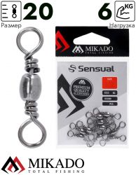 Вертлюжок бочонок Mikado № 20.  тест 6 кг. (12 шт.)