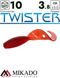 Твистер Mikado TWISTER 38 мм., 0.7 г., RED (10 шт.)