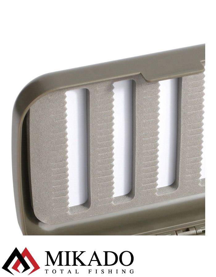 Коробка для мормышек и мушек Mikado (12,8 х 8,6 х 3,4см) серая, водонепроницаемая