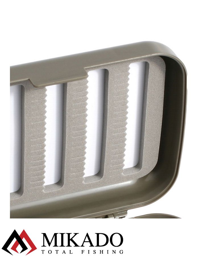 Коробка для мормышек и мушек Mikado (12,8 х 8,6 х 3,4см) серая, водонепроницаемая