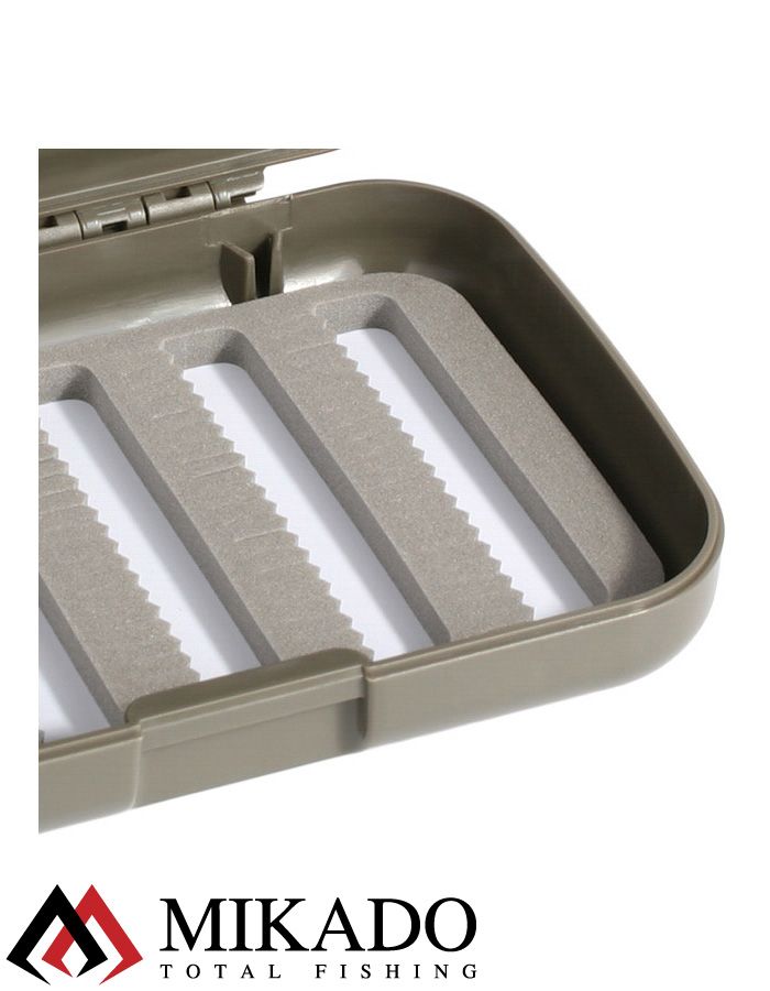 Коробка для мормышек и мушек Mikado (12,8 х 8,6 х 3,4см) серая, водонепроницаемая