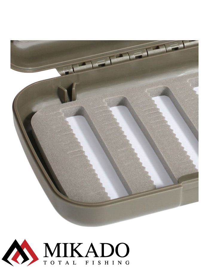 Коробка для мормышек и мушек Mikado (12,8 х 8,6 х 3,4см) серая, водонепроницаемая