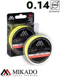 Плетеный шнур Mikado KENDO SHINE 8-x HDPE 0.14 yellow (150 м) 11.75 кг.