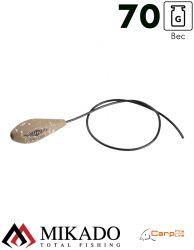 Грузило карповое Mikado скользящее с антизакр. отцентрованное (песочный) 10S  70 г.