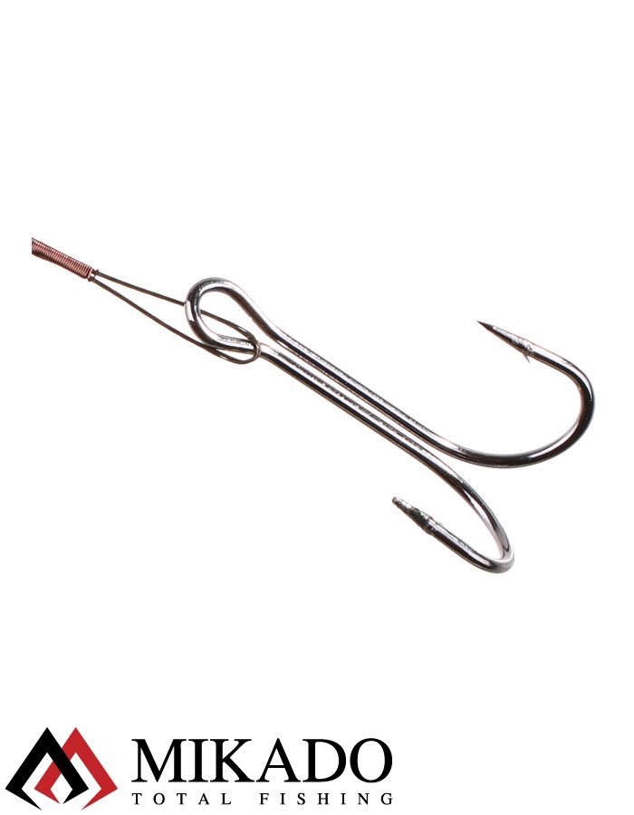 Поводок стальной Mikado X-Plode с двойником 35 см., 10 кг. ( 2 шт.)