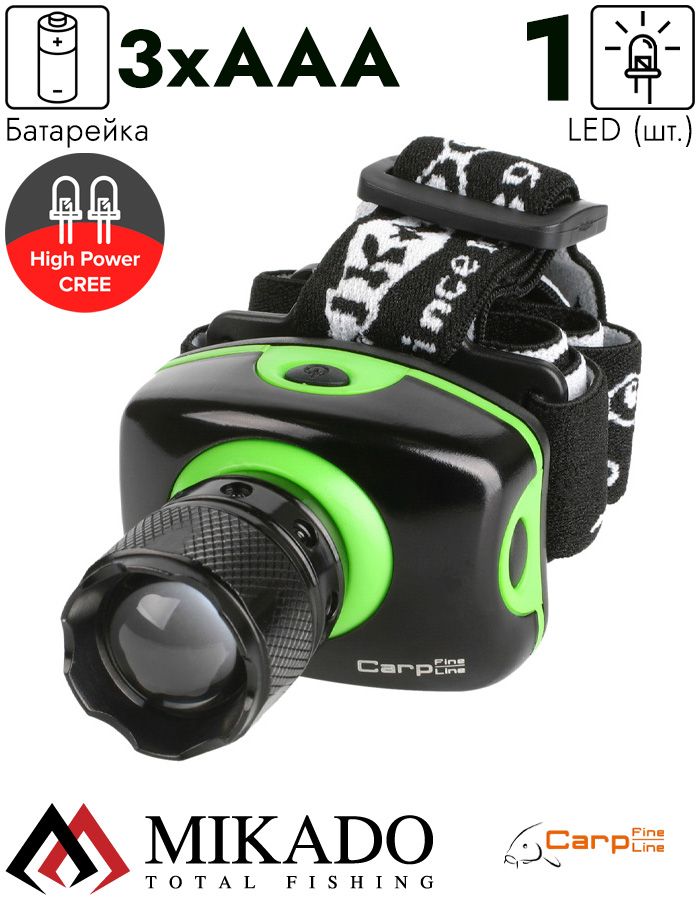 Фонарь налобный светодиодный Mikado 3 W 1 LED с фокусировкой