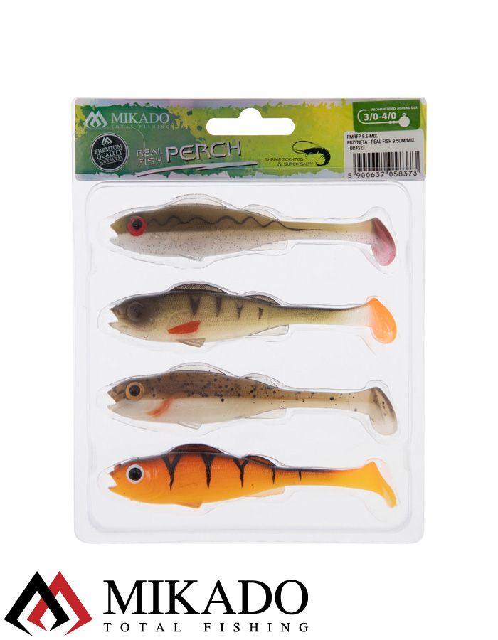 Виброхвост Mikado REAL FISH 9.5 см., 7.6 г., MIX (4 шт.)
