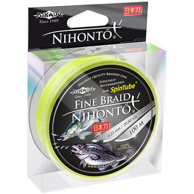Плетеный шнур Mikado NIHONTO FINE BRAID 0,23 fluo (100 м) - 20,20 кг.