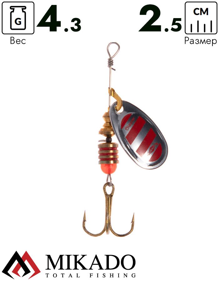Блесна вращающаяся Mikado BLASTER №2, 4.3 г., серебро 22, длина лепестка 25 мм.