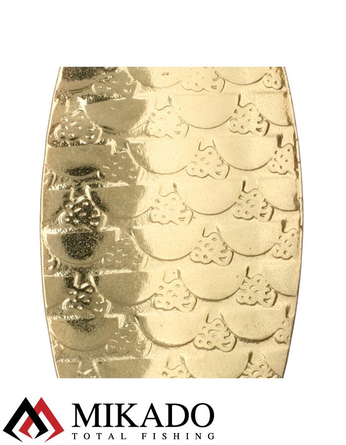 Блесна вращающаяся Mikado STREAM №4, 14 г., золото 00 чешуя, длина лепестка 60 мм.