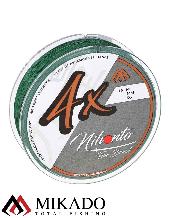 Плетеный шнур Mikado NIHONTO FINE BRAID 0,12 green (15 м) - 8.80 кг.