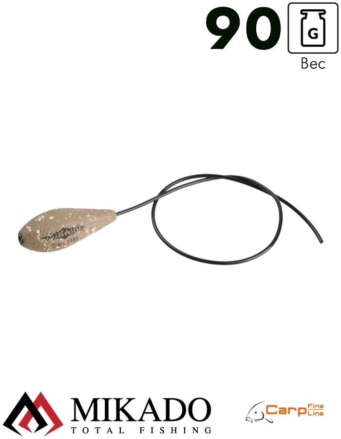 Грузило карповое Mikado скользящее с антизакр. отцентрованное (песочный) 10S  90 г.