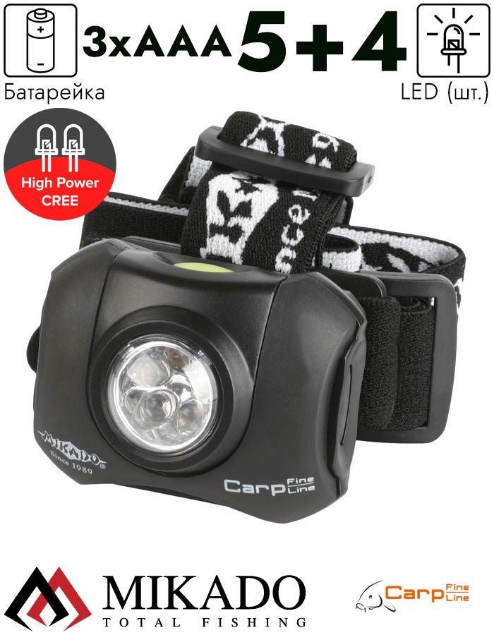 Фонарь налобный светодиодный Mikado 5 + 4 LED