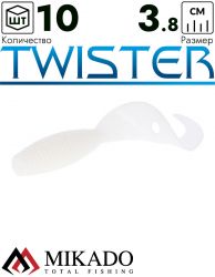 Твистер Mikado TWISTER 38 мм., 0.7 г., WHITE (10 шт.)
