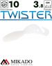 Твистер Mikado TWISTER 38 мм., 0.7 г., WHITE (10 шт.)