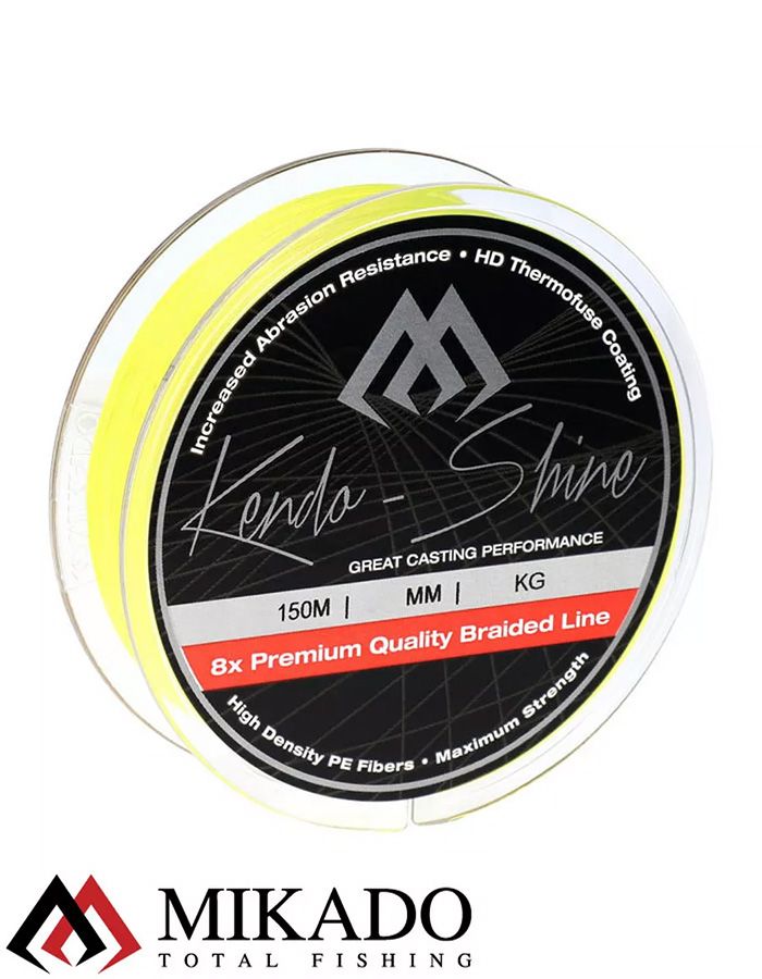 Плетеный шнур Mikado KENDO SHINE 8-x HDPE 0.20 yellow (150 м) 19,86 кг.