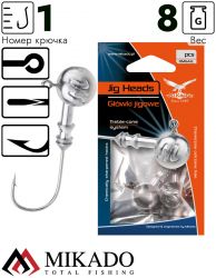 Джиг - головка Mikado ABERDEEN BN 8 г., крючок № 1  ( 3 шт.)